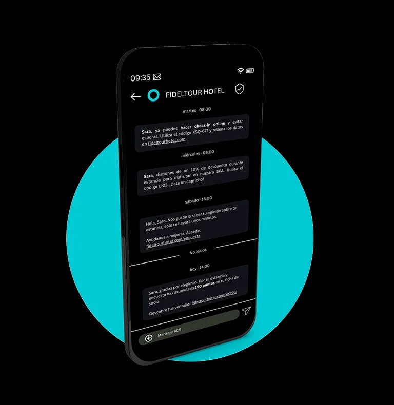 Vista del módulo WhatsApp de la plataforma Fideltour CDP para hoteles