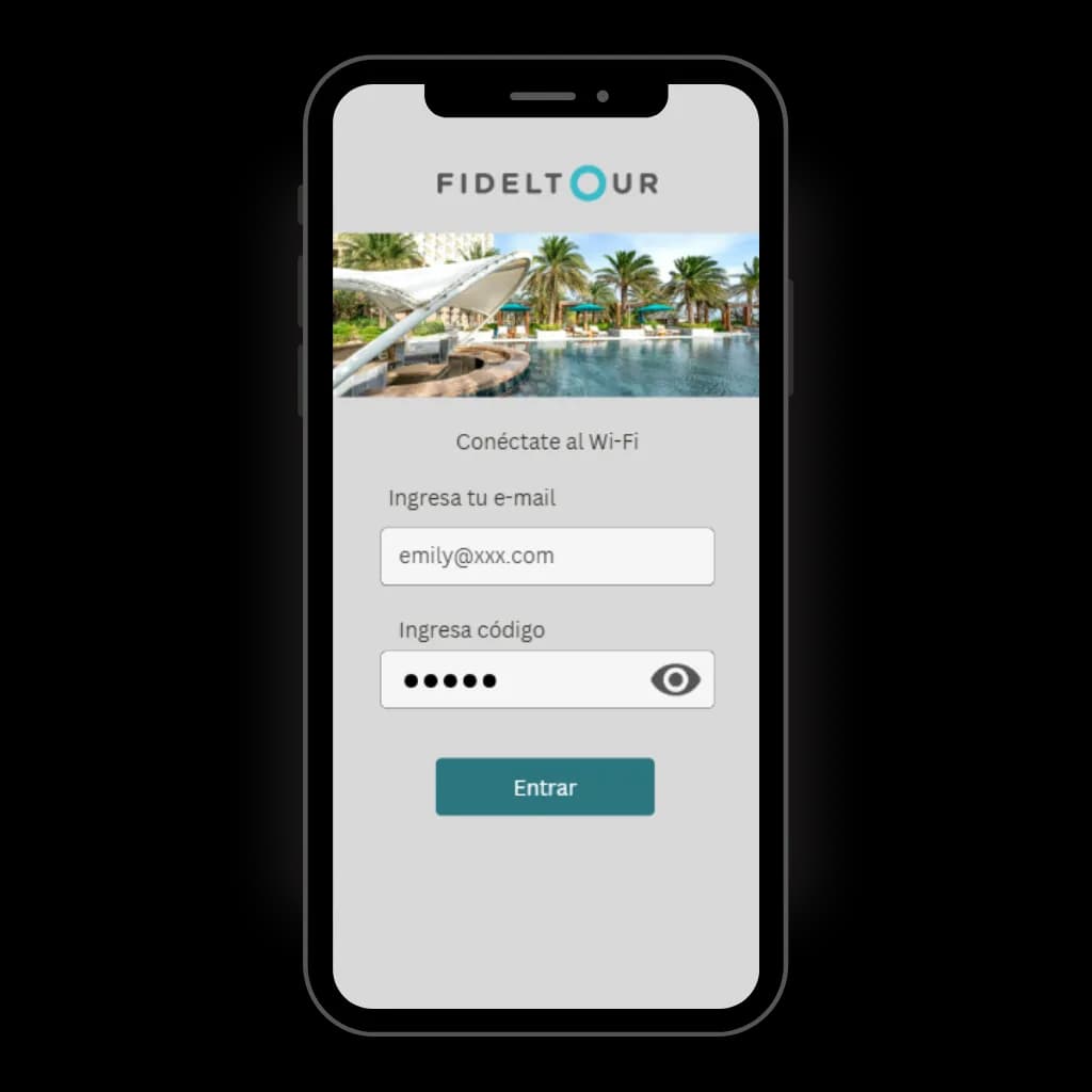 Vista del módulo Portal cautivo de la plataforma Fideltour CDP para hoteles