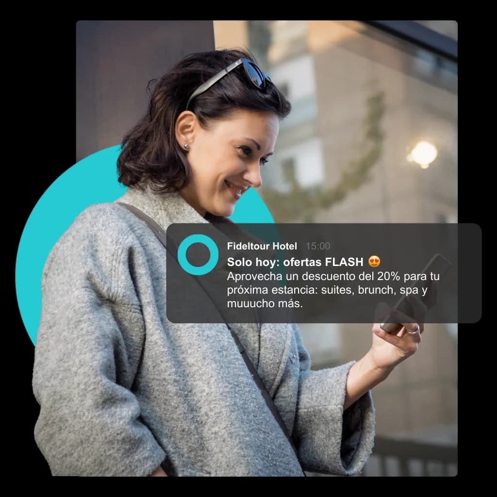 Vista del módulo Web Push de la plataforma Fideltour CDP para hoteles
